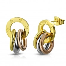 Fülbevaló 316L acélból, fényes karika és gyűrűk arany, ezüst és réz színben