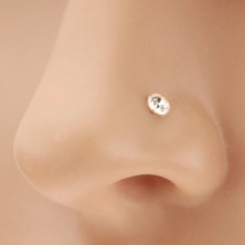 585 arany orr piercing - csillogó átlátszó cirkónia fényes foglalatban, 2 mm