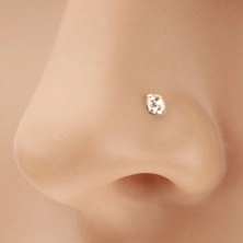 585 arany orr piercing, egyenes szárú - csillogó cirkónia átlátszó színben, 2 mm