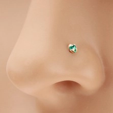 585 arany orr piercing, egyenes szárú - csillogó cirkónia akvamarin színben, 1,5 mm
