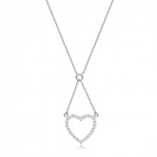 925 ezüst nyaklánc, lánc és medál - szív cirkóniás körvonala