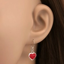 925 ezüst szett - fülbevaló és medál, piros cirkóniás szív