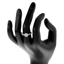 Eljegyzési gyűrű  - 925 ezüst, csillogó kerek cirkónia szegélyben