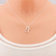 925 ezüst nyaklánc - csillogó aszimmetrikus szív körvonal, vékony lánc