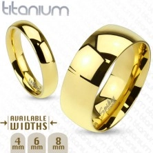 Fényes titánium karikagyűrű arany színben sima kidomborodó felülettel, 6 mm