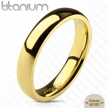 Sima titánium gyűrű fényes kidomborodó felülettel, arany árnyalat, 4 mm