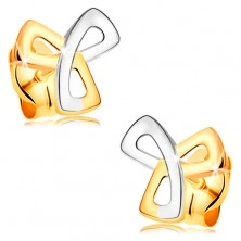 14K arany fülbevaló - háromágú kelta csomó kombinált aranyból, stekkerek