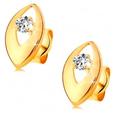 Briliáns fülbevaló sárga 14K aranyból - csillogó gyémánt fényes szemben