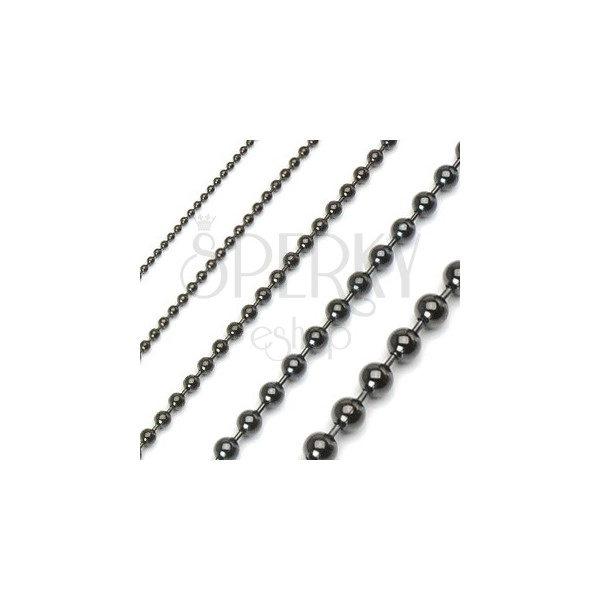 Sebészeti acélból készült nyaklánc - fekete golyócskák