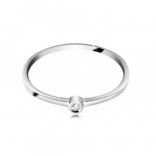 Gyűrű fehér 14K aranyból - csillogó átlátszó briliáns fényes foglalatban, vékony szárak