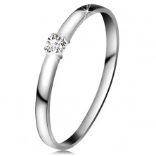 Briliáns gyűrű fehér 14K aranyból - gyémánt átlátszó színben, fényes szárak