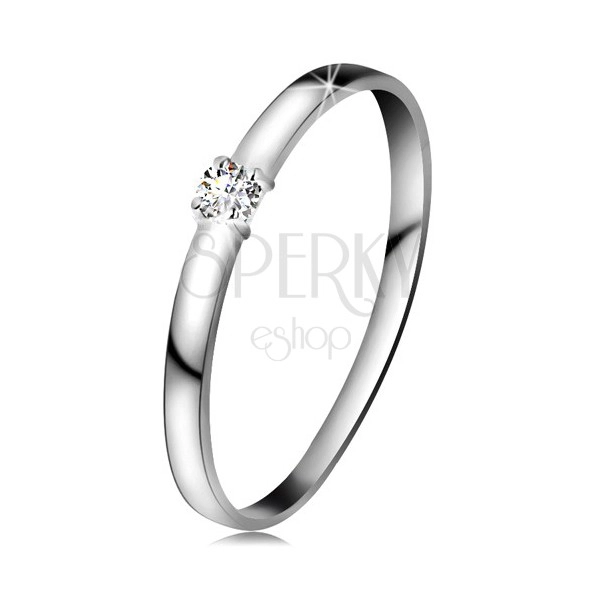 Briliáns gyűrű fehér 14K aranyból - gyémánt átlátszó színben, fényes szárak