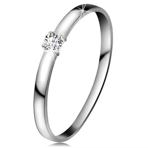 Briliáns gyűrű fehér 14K aranyból - gyémánt átlátszó színben, fényes szárak - Nagyság: 55