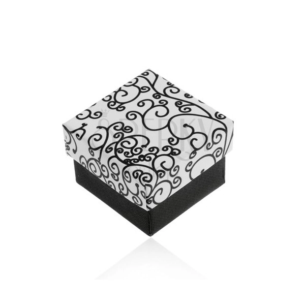 Fekete-fehér doboz fülbevalóra, medálra vagy gyűrűre, spirális minta