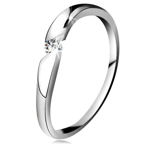 Gyémánt gyűrű fehér 14K aranyból - átlátszó briliáns ferde kivágásban - Nagyság: 50