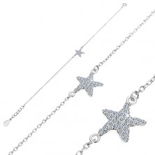 925 ezüst karkötő - cirkóniás tengeri csillag, ovális láncszemek