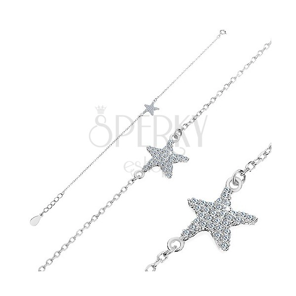 925 ezüst karkötő - cirkóniás tengeri csillag, ovális láncszemek