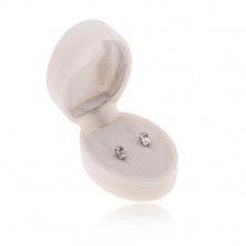 Fehér bársonyos doboz fülbevalóra vagy két gyűrűre, ovális