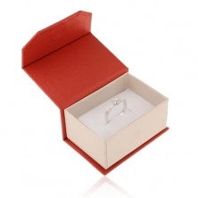 Piros-bézs ajándékdoboz gyűrűre vagy fülbevalóra, mágnes
