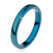 Gyűrű volfrámból - sima kék karika, lekerekített, 3 mm