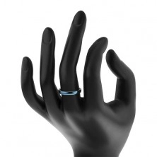 Gyűrű volfrámból - sima kék karika, lekerekített, 3 mm