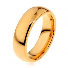 Fényes volfrám gyűrű arany színben, sima lekerekített felület, 6 mm