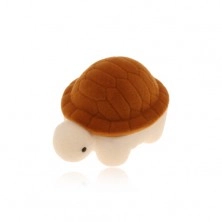 Doboz gyűrűre vagy fülbevalóra, barna-krémszínű bársonyos teknősbéka