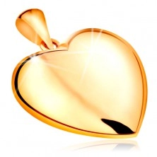 Medál sárga 14K aranyból - kétoldalas kidomborodó szív, fényes felület
