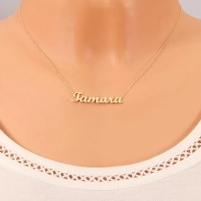 585 arany állítható nyaklánc Tamara névvel, vékony csillogó lánc