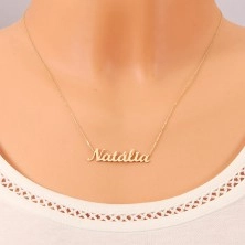14K arany nyaklánc - vékony lánc ovális szemekből, fényes medál Natália