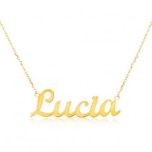 14K arany nyaklánc - vékony lánc ovális szemekből, fényes medál Lucia
