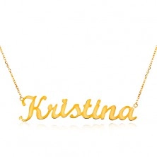 Nyaklánc sárga 14K aranyból - vékony lánc, fényes medál - név Kristína
