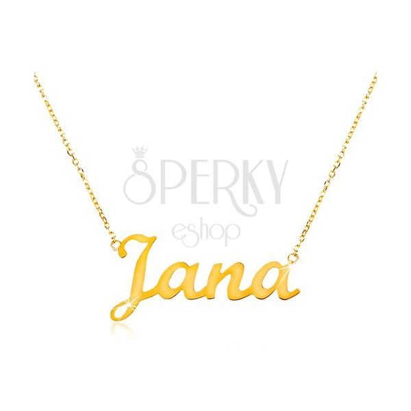 14K arany állítható nyaklánc Jana névvel, finom csillogó lánc