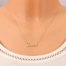 14K arany állítható nyaklánc Jana névvel, finom csillogó lánc