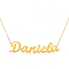 Nyaklánc sárga 14K aranyból - vékony lánc, fényes medál - név Daniela