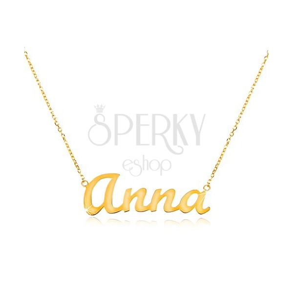 14K arany állítható nyaklánc Anna névvel, finom csillogó lánc
