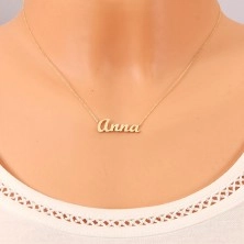 14K arany állítható nyaklánc Anna névvel, finom csillogó lánc