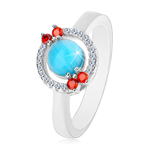 925 ezüst gyűrű - cirkóniás karika, akvamarin-kék közép - Nagyság: 50