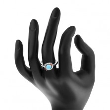 925 ezüst gyűrű - cirkóniás karika, akvamarin-kék közép