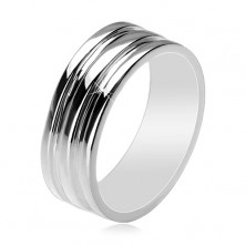 925 ezüst gyűrű - gyűrű két mélyített sávval, 8 mm