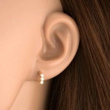 Briliáns fülbevaló 14K aranyból - fényes ív átlátszó gyémántokkal kirakva