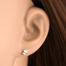 Fülbevaló 14K aranyból - kétszínű fényes szívek átlátszó gyémánttal