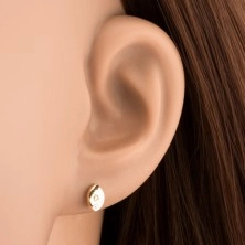 Briliáns 585 arany fülbevaló - szélesebb lekerekített szem átlátszó gyémánttal, stekkerek
