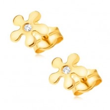 585 arany fülbevaló - csillogó virág átlátszó kerek gyémánttal