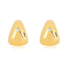 585 arany fülbevaló - csillogó átlátszó briliáns nagy lekerekített háromszögben