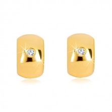 Fülbevaló sárga 14K aranyból - csillogó átlátszó gyémánt széles íven