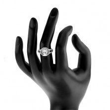 925 ezüst gyűrű, átlátszó cirkóniás karika szem alakú cirkóniával középen