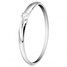 Briliáns gyűrű fehér 14K aranyból - vékony bemetszések a szárakon, átlátszó gyémánt