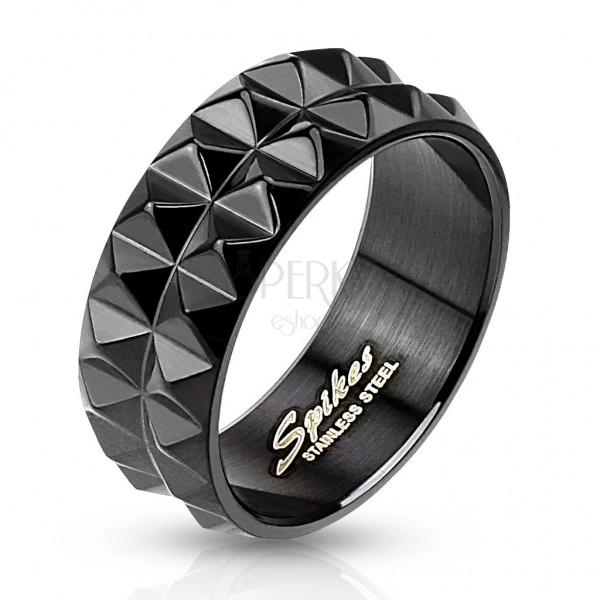 Gyűrű fekete sebészeti acélból csiszolt felülettel, 8 mm