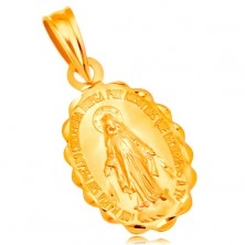 Medál sárga 14K aranyból - ovális Szűz Mária medalion, kétoldalú